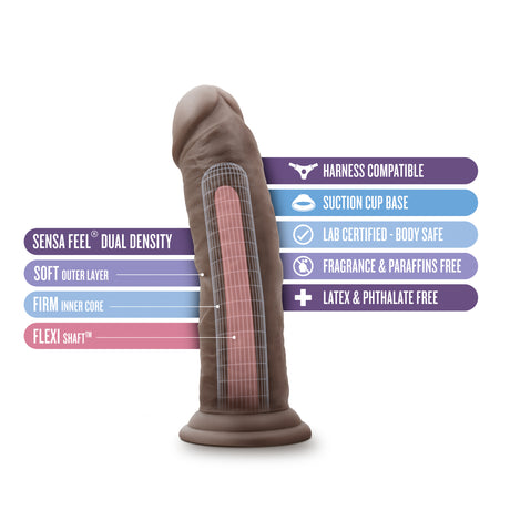 Blush Au Naturel 8-Inch Dildo with Suction Cup — Chocolate - BL-55806