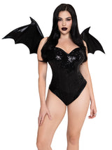 Leg Avenue Strapless Wet-Look Bat Wings, Black - LA-A2927