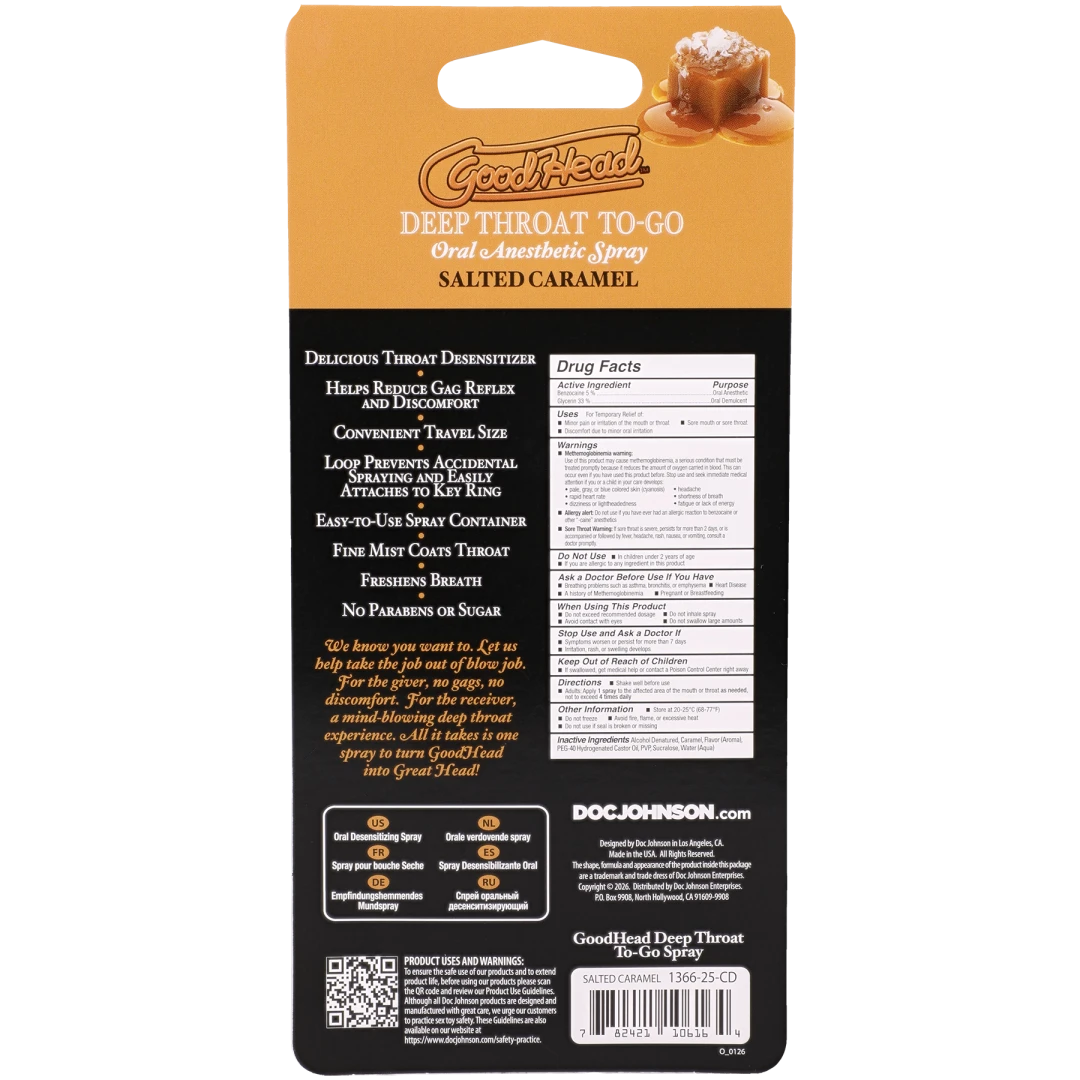Doc Johnson Goodhead Deep Throat Spray To-Go — Salted Caramel (0.30 fl oz) - DJ1366-25-CD