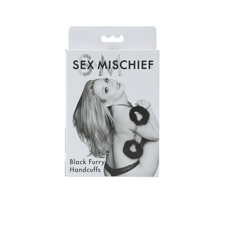 Sportsheets Sex and Mischief Furry Handcuffs — Black - SS100-66