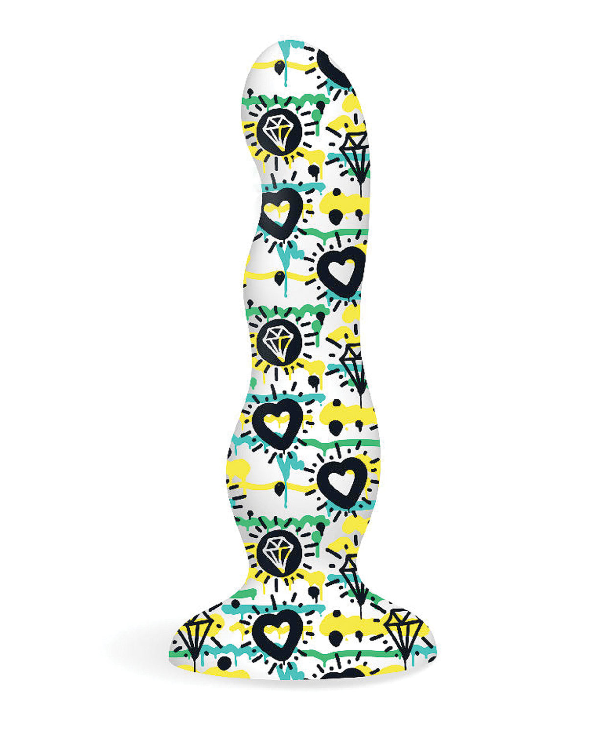 Collage Diamonds & Hearts Curvy Silicone Dildo by Collage
