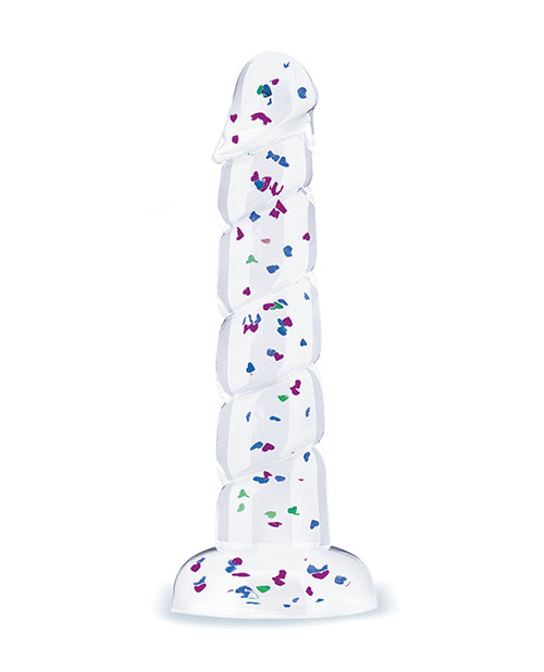 Glittergasm 7.5" Swirls Dildo - Blue/Purple/Violet by Macaroon