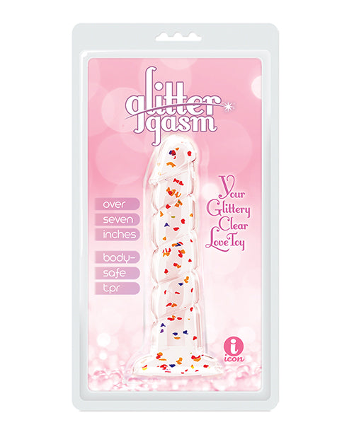 Glittergasm 7.5" Swirls Dildo - Red/Gold/Orange by Macaroon