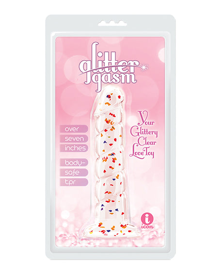 Glittergasm 7.5" Swirls Dildo - Red/Gold/Orange by Macaroon