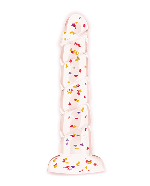 Glittergasm 7.5" Swirls Dildo - Red/Gold/Orange by Macaroon