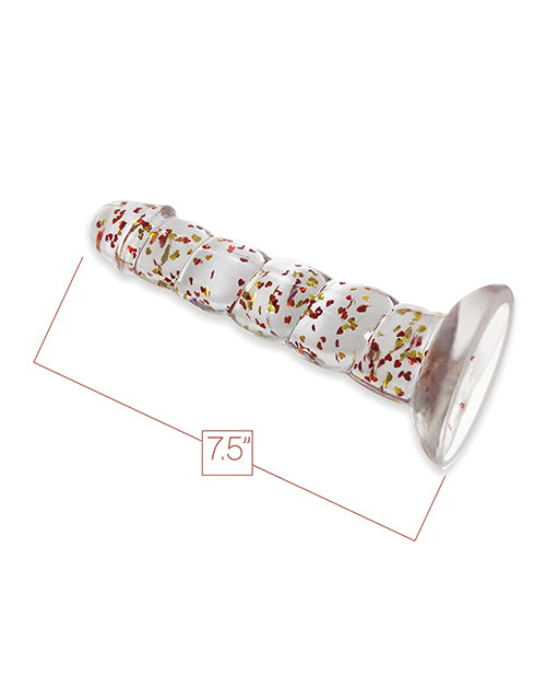 Glittergasm 7.5" Swirls Dildo - Red/Gold/Orange by Macaroon