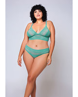 Geometric Lace Bralette & Hipster Teal 1X by iCollection Lingerie