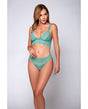 Geometric Lace Bralette & Hipster Teal LG by iCollection Lingerie