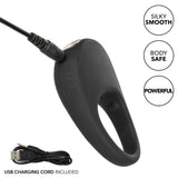 Silicone Rechargeable Pleasure Ring - Black - Black
