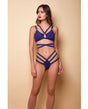 Along the Lines Strappy Bra & Cheeky Low Rise Panty Navy SM by Hauty