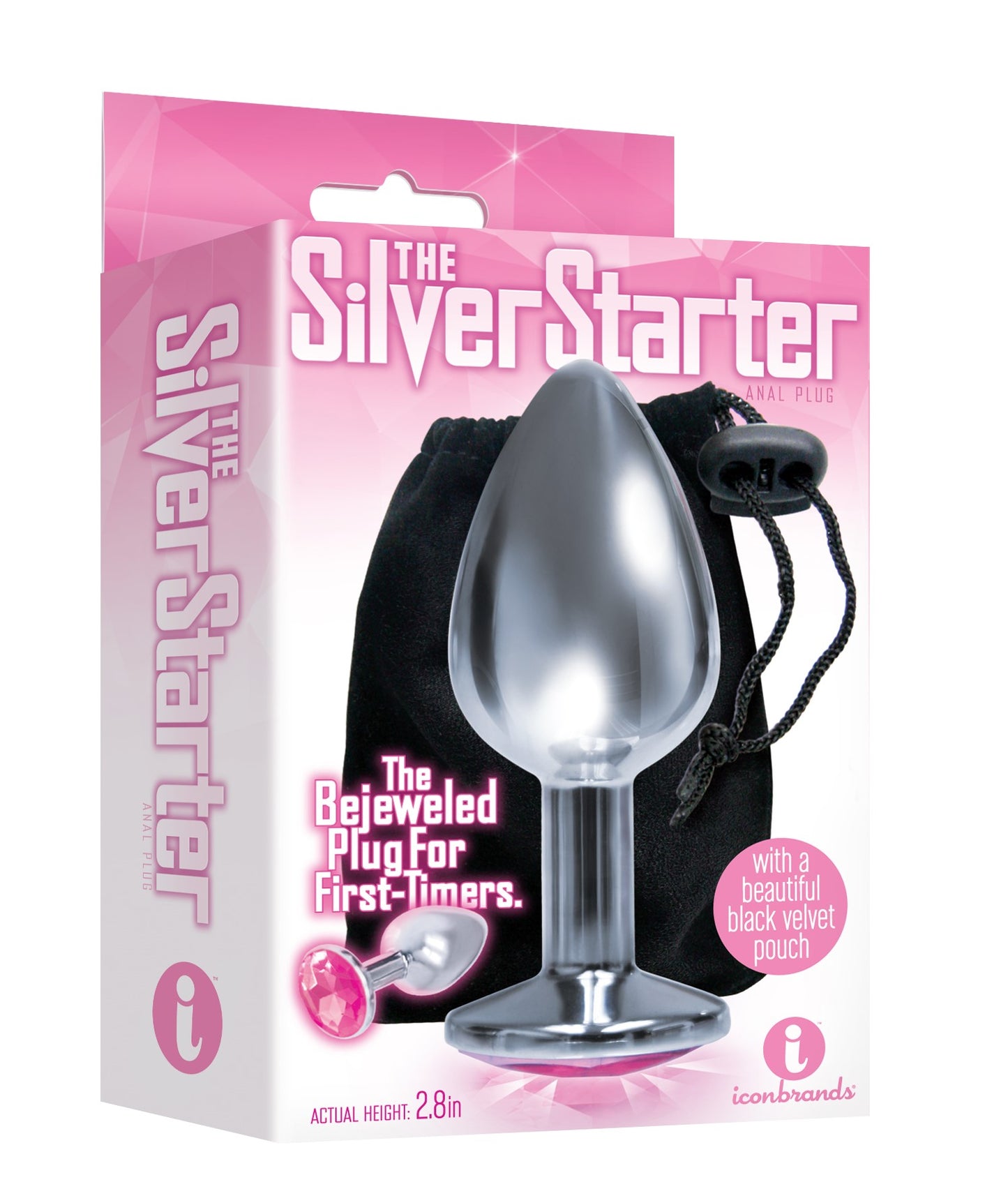 The 9's the Silver Starter Bejeweled Stainless Steel Plug - Pink by Icon Brands