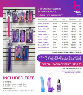 Blush B Yours Bestsellers Bundle — 28-Piece Dildos & Lube Set - PL-90070