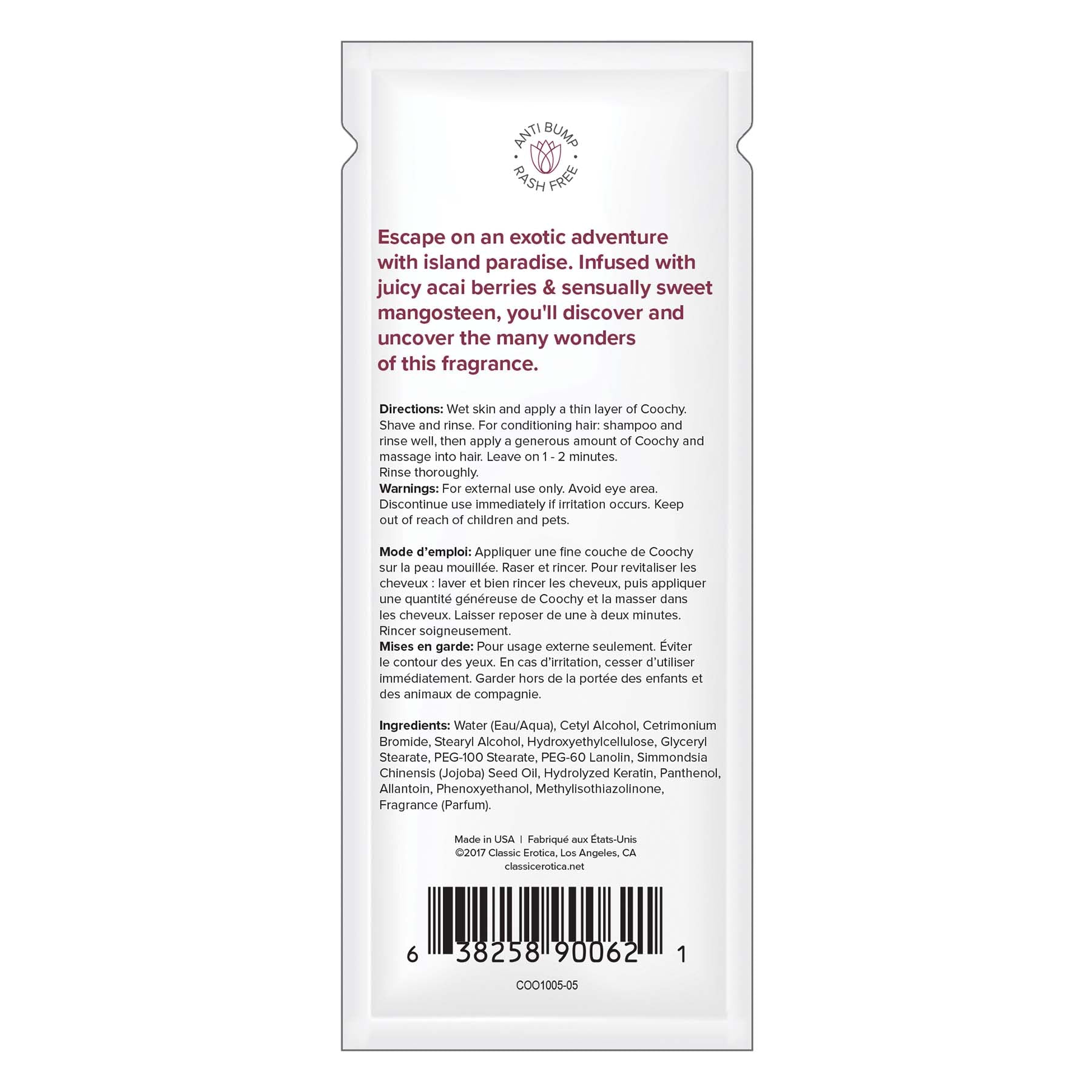Coochy Shave Cream - Island Paradise - 15 ml Foils by Classic Brands