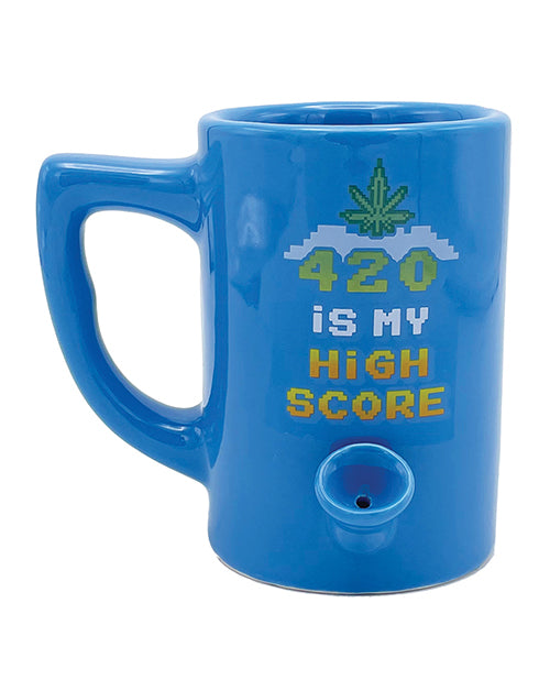 Wake & Bake 420 is My High Score Coffee Mug - 10 oz Blue by Island Dogs