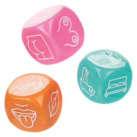 CalExotics Naughty Bits Roll With It Icon-Based Sex Dice — 3 Acrylic Dice - SE4410772