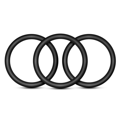 Blush Performance Pure Silicone Cock Rings — 3 Pack, Large, Black - BL-72815