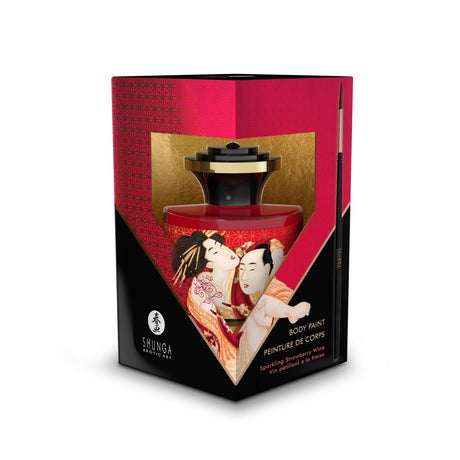 Shunga Edible Body Paint — Sparkling Strawberry Wine (Brush Included) - SHU7108