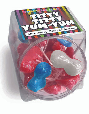 Little Genie Titty Titty Yum Yum Strawberry Boobie Suckers, 48 Count - CP-1049