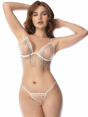 Mapale Two-Piece Open-Cup Lingerie Set — Small/Medium, White - GE-2811WHSM