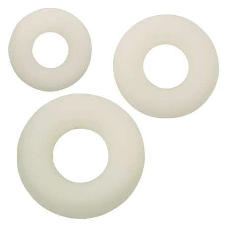 CalExotics Alpha Glow-In-The-Dark Liquid Silicone 3-Ring Set - White - SE1492332
