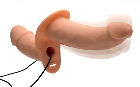 Power Pegger Silicone Vibrating Double Dildo With Harness - Flesh by XR Brands