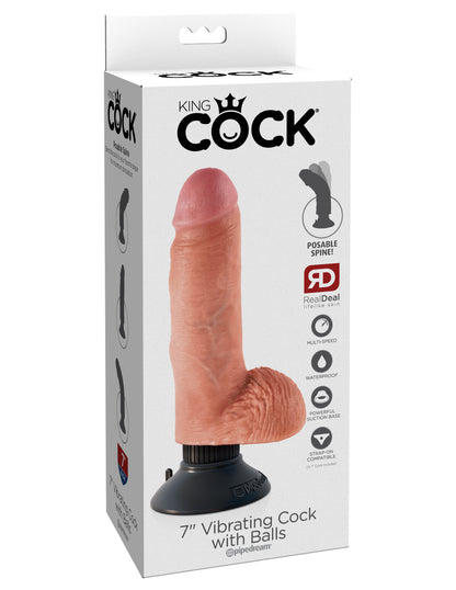 King Cock 7-Inch Vibrating Cock With Balls - Flesh by Pipedream