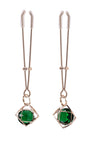 Sportsheets Indica Crystal Nipple Clips — Green, Adjustable Tension - SS10218