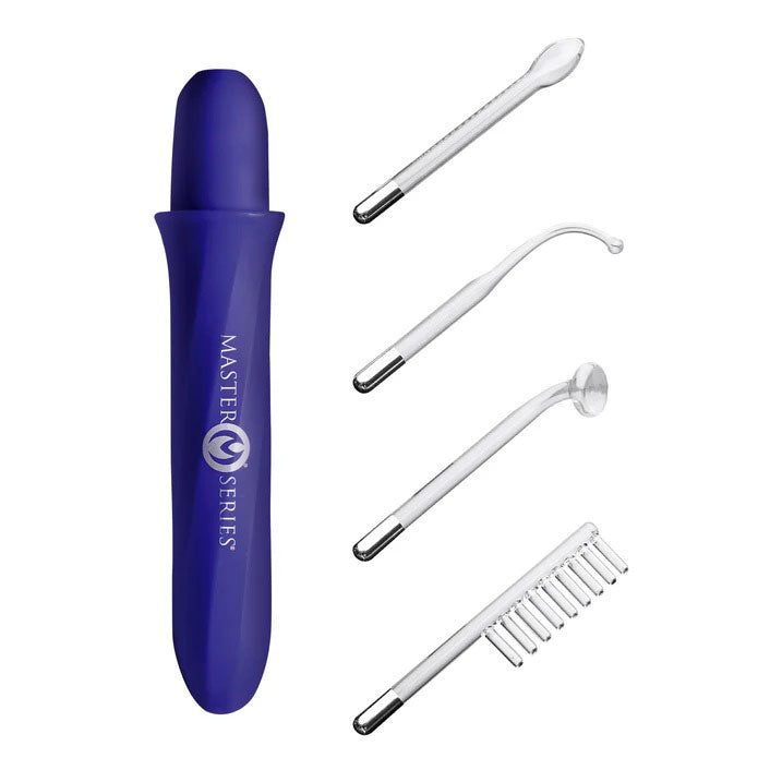 XR Brands Elektrawand Rechargeable Violet Wand — Purple with 4 Attachments - MS-AH855-PURPLE