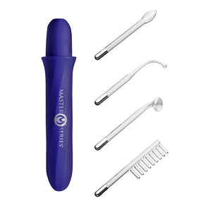 XR Brands Elektrawand Rechargeable Violet Wand — Purple with 4 Attachments - MS-AH855-PURPLE