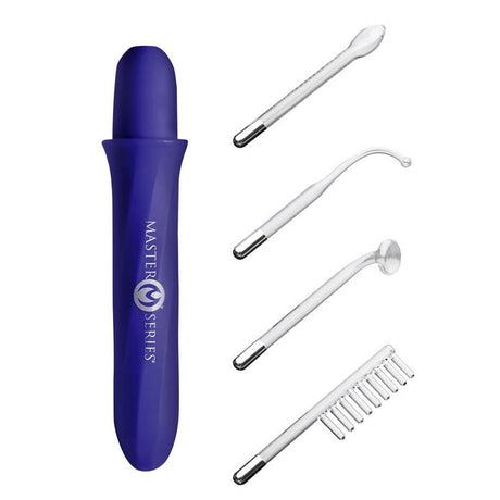 XR Brands Elektrawand Rechargeable Violet Wand — Purple with 4 Attachments - MS-AH855-PURPLE