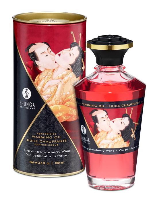 Shunga Aphrodisiac Warming Oil — Sparkling Strawberry Wine, 100 mL - SHU2208