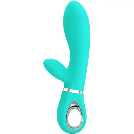Pretty Love Thomas Super Soft Silicone Rabbit Vibrator, Turquoise, 8 in - BI-014621-4