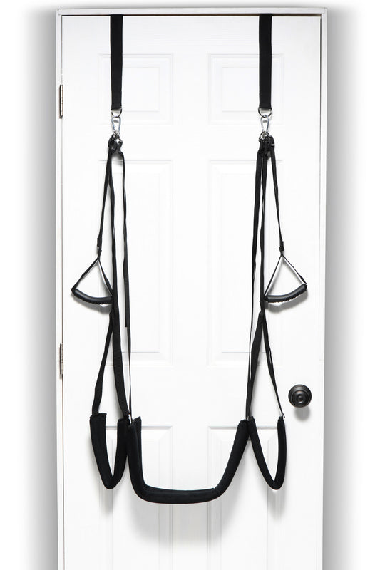 XR Brands Lover's Door Swing — Padded Black, Holds 300 lb - BB-AH172