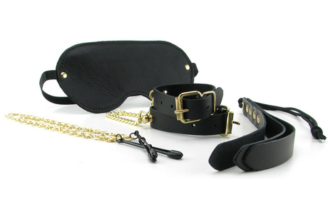 Spartacus Kink Kit — Leather Bondage Set with Blindfold & Slapper - SPK-001
