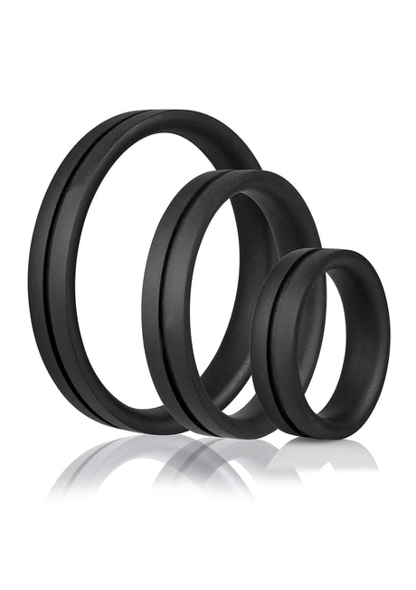Screaming O Ringo Pro X3 Cock Ring Pack — True Silicone, Black (L/XL/XXL) - PRO-BL-101E