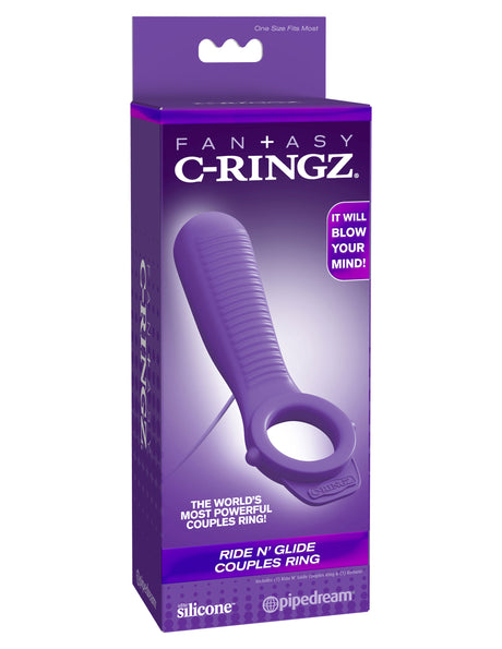 Pipedream Ride n' Glide Couples C-Ring with Vibrating Stimulator - PD5824-12