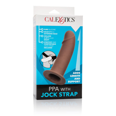 CalExotics Stretch Girth Enhancer with Jock Strap — Brown - SE1630103