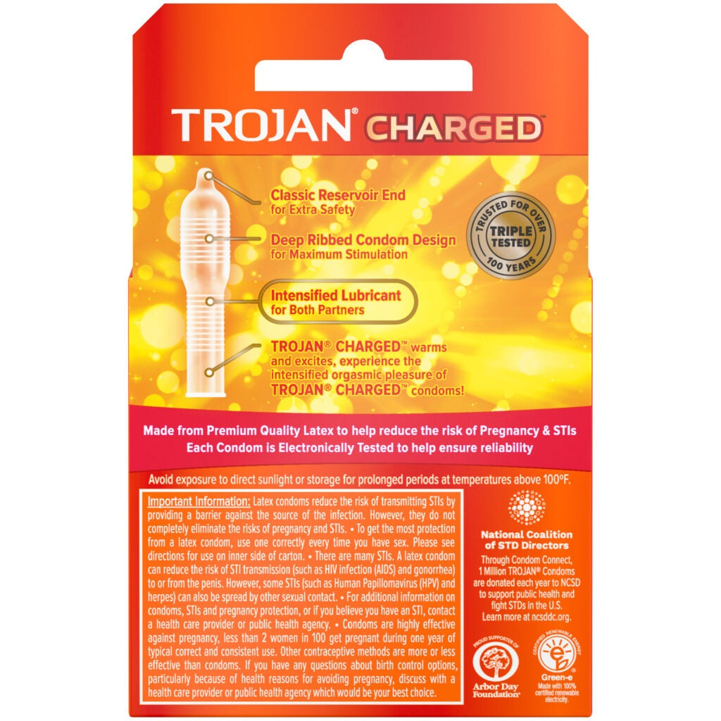 Trojan Intensified Charged Orgasmic Pleasure Condoms - 3 Pack by Paradise Marketing