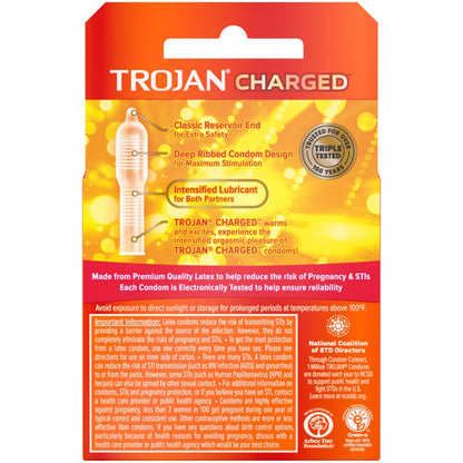 Trojan Intensified Charged Orgasmic Pleasure Condoms - 3 Pack by Paradise Marketing
