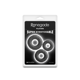 nsnovelties Renegade Players Silicone Cock Ring Set — Black (3 Sizes) - NSN-1128-53