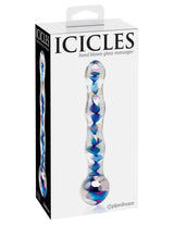 Pipedream Icicles No. 8 Glass Massager — 7" Clear/Blue - PD2908-00