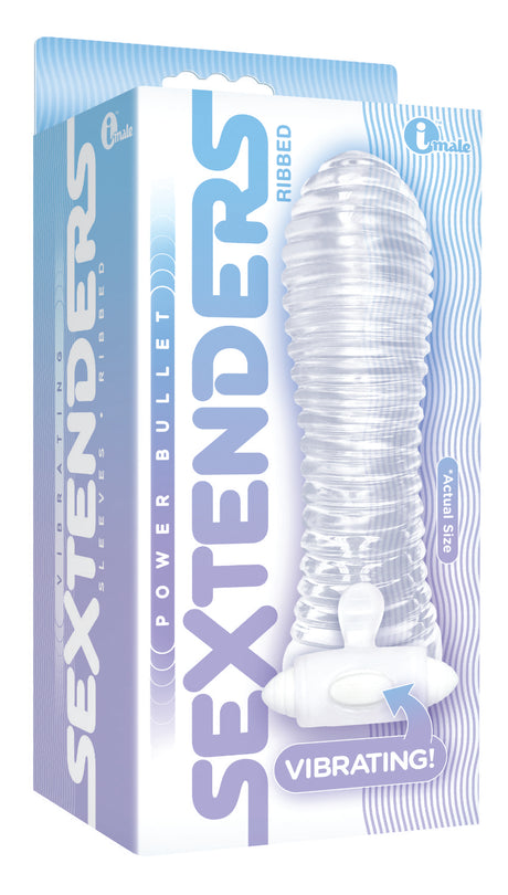 Icon Brands The 9's Ribbed Vibrating Sextender — Clear, 5+ Length - ICB2510-2