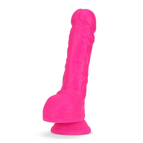 Blush Neo Elite 9-Inch Dual Density Silicone Dildo with Balls, Neon Pink - BL-75800