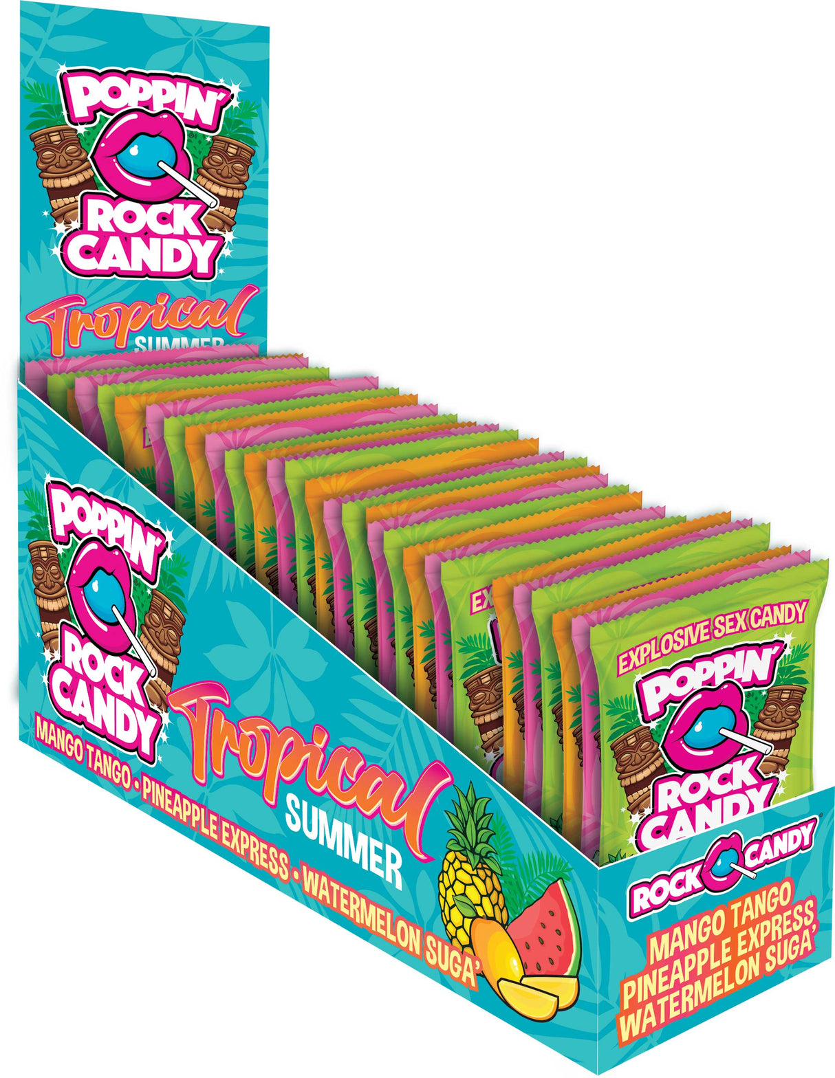 Rock Candy Popping Rock Tropical Summer 36-Pack Display — Mango Tango, Pineapple Express & Watermelon Sugar - RC-PRTS-136