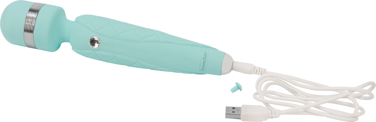 BMS Factory Pillow Talk Cheeky Wand Massager with Swarovski Crystal — Teal, 8 in - BMS2671-9