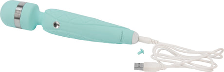 BMS Factory Pillow Talk Cheeky Wand Massager with Swarovski Crystal — Teal, 8 in - BMS2671-9