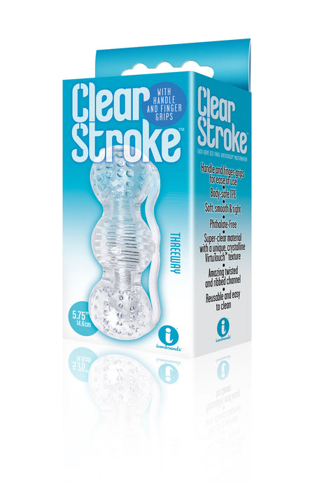Icon Brands Clear Stroke Threeway Masturbator — Transparent TPE - ICB2627-2