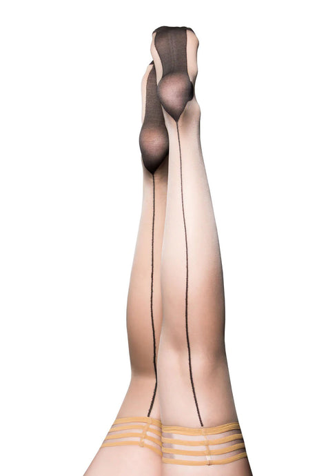 Kix'ies Ruby Seamed Cuban Heel Thigh Highs — Size B, Nude - KX-1318B-NUD-B