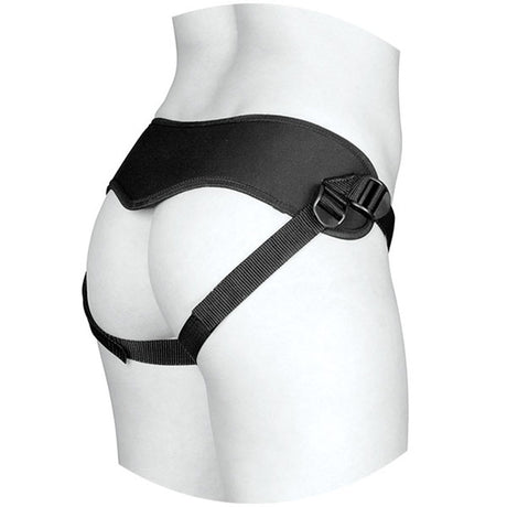 Doc Johnson Vac-U-Lock Supreme Harness with Vibrating Plug — Black - DJ1090-25-BX