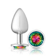 Viben Cheeky Charms Large Silver Metal Anal Plug with Rainbow Gem - VB-CC9119